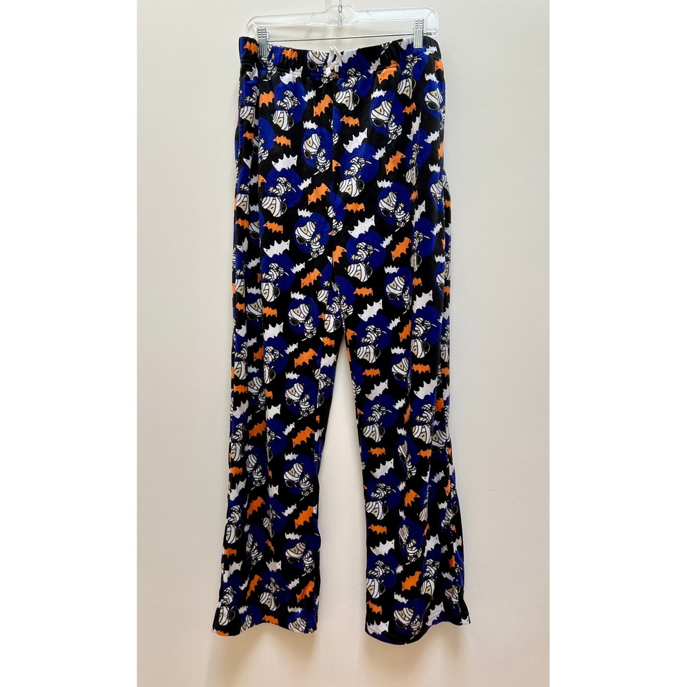 Peanuts Pajama Pants Men L Multi Snoopy Mummy Halloween Plush Lounge Sleepwear